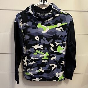 Nike Kids Camo Hoodie - Black, Blue, and Green